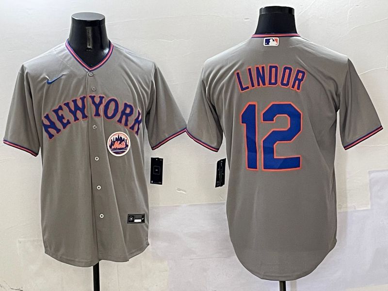 Men New York Mets #12 Lindor Grey Second generation 2025 Nike MLB Jersey style 4